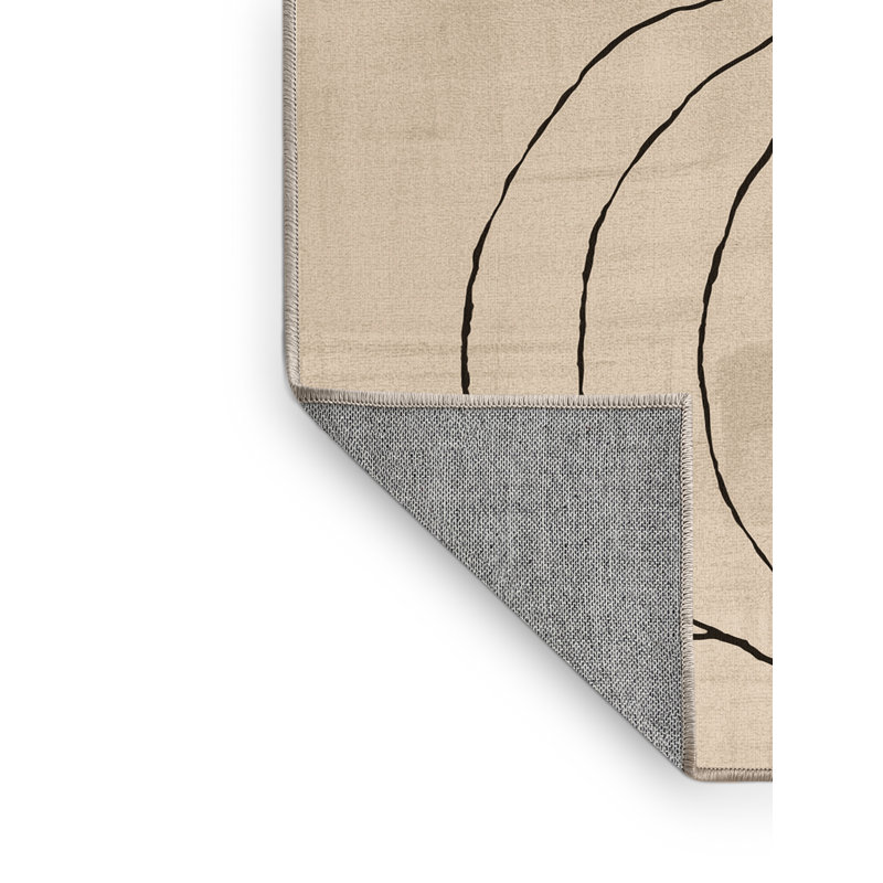 Tapis abstrait moderne et contemporain lavable à la machine Laverock Thanksgiving - beige, 3 X 5