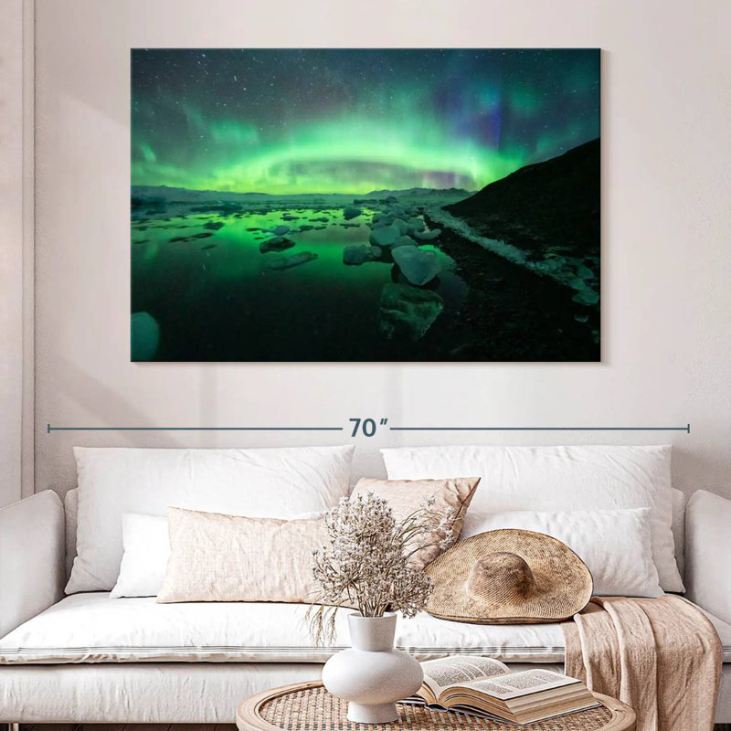 Alvord Jokulsarlon Glacier Lagoon Aurora Sky, 34" H x 51" W