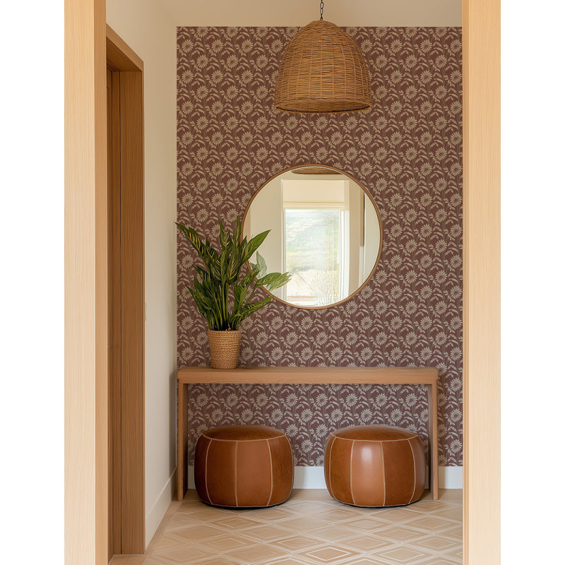 Woodland Bloom - Burgundy Floral Wallpaper