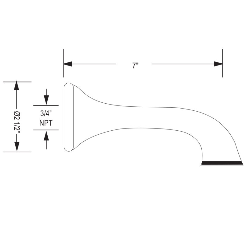 Country Wall Mount Tub Spout, Polished Nickel