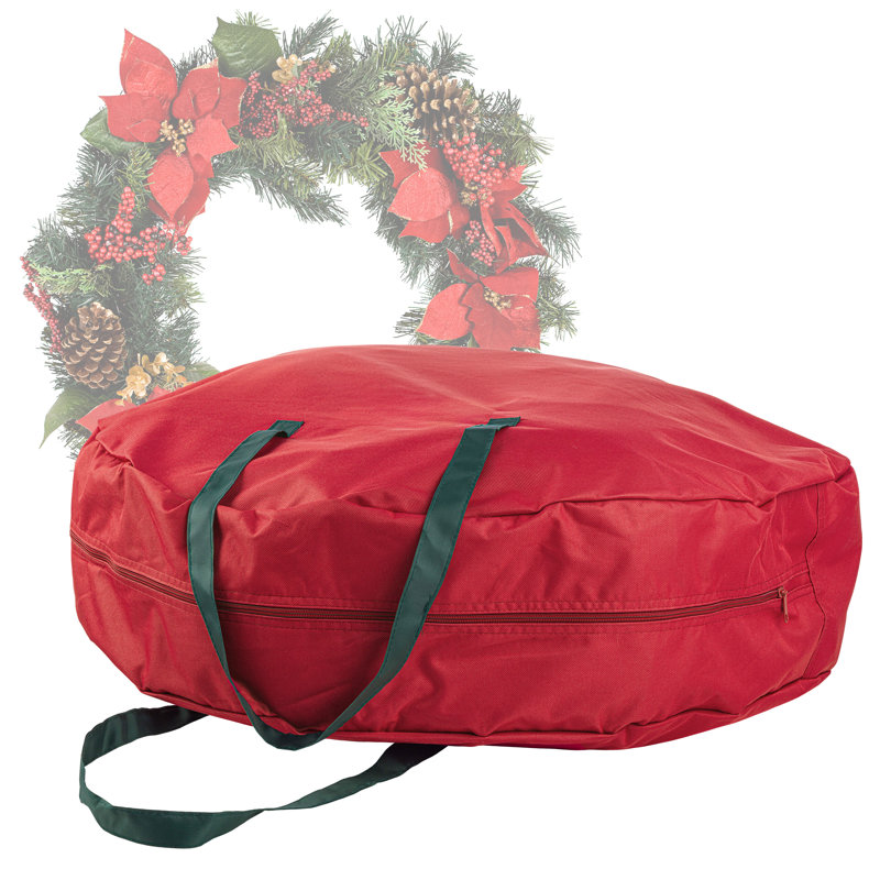 Rangement pour couronne de Noël Alpert résistant à l'humidité, H 8 po x l 30 po x P 30 po, Rouge foncé