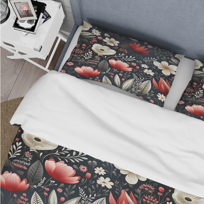 Rustic Red And White Garden Charm - Ensemble de housse de couette à motif floral