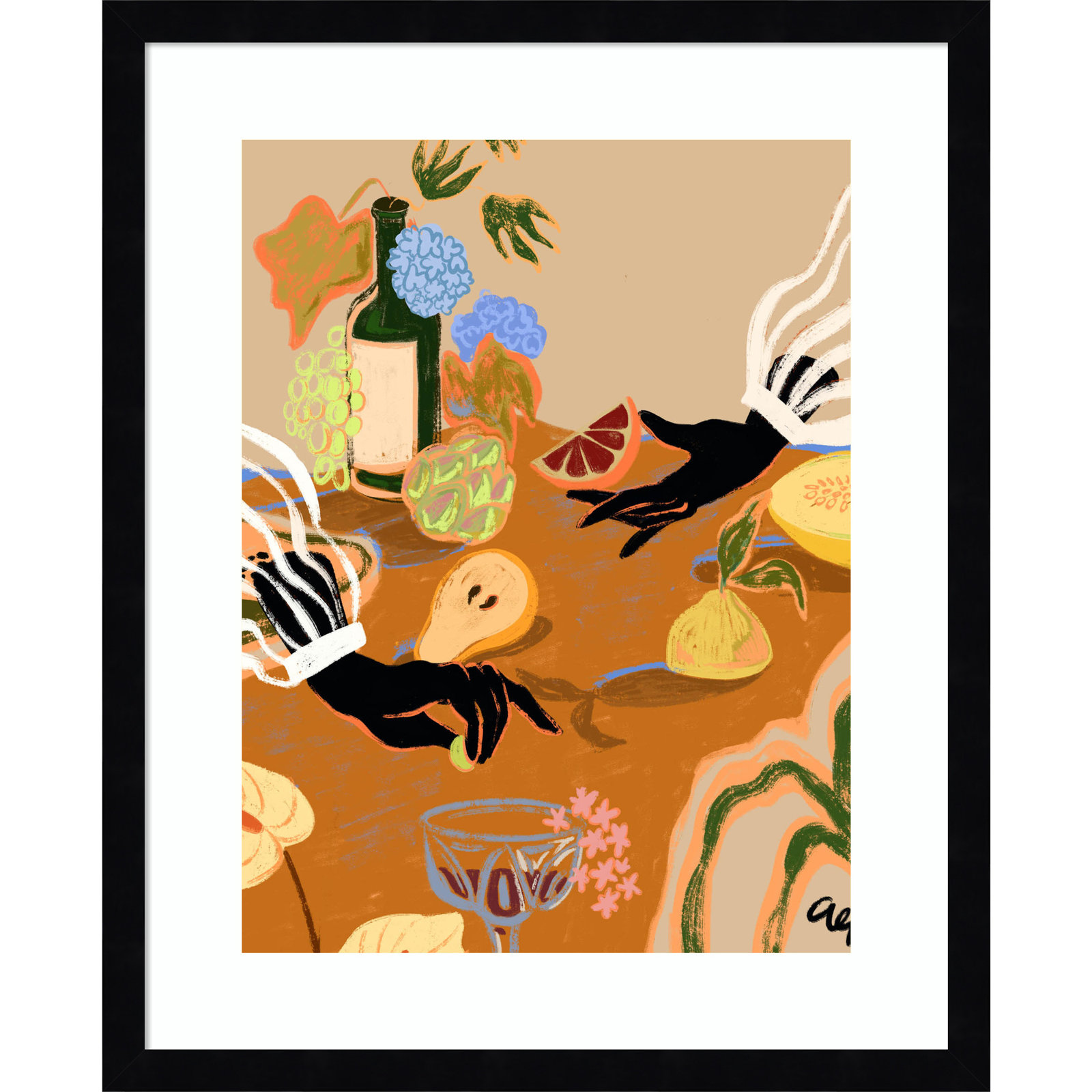 Oberon "Handful of Love (Fruit)" Print, Black, 21" H x 17" W