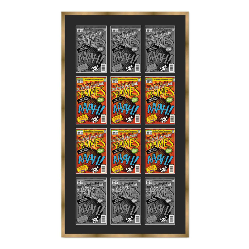 Wood Picture Frame with Mat, Black/Gold, 6.875" x 10.5", 29" x 50.5"