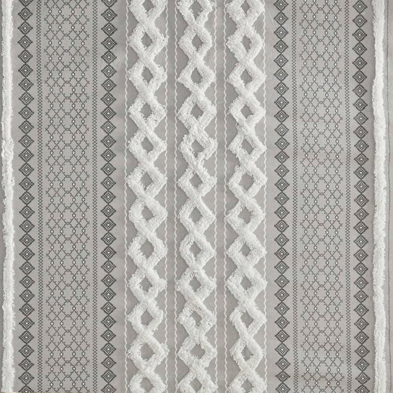 Rideau de douche en coton avec chenille, Gris