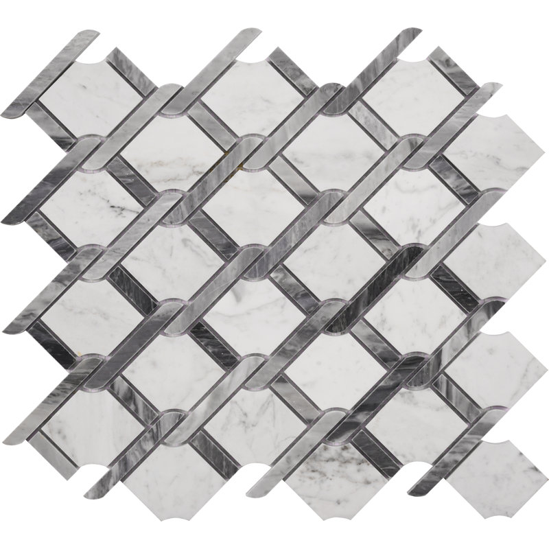 Marble Mosaic Wall & Floor Tile, Carrara White And Bardiglio Gray