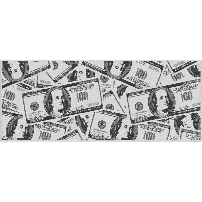  Money Dollar Stacked Modern Green Novelty Area Rug, Runner 3'3" x 7'10"
