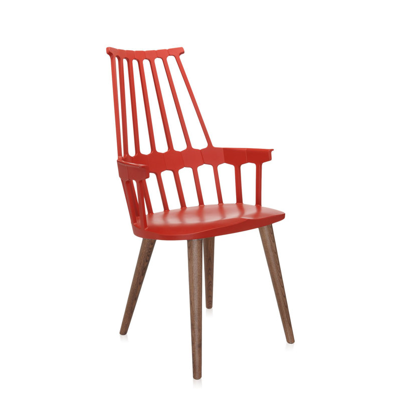 Comback 18.11'' H Armchair, Orangy Red/Oak