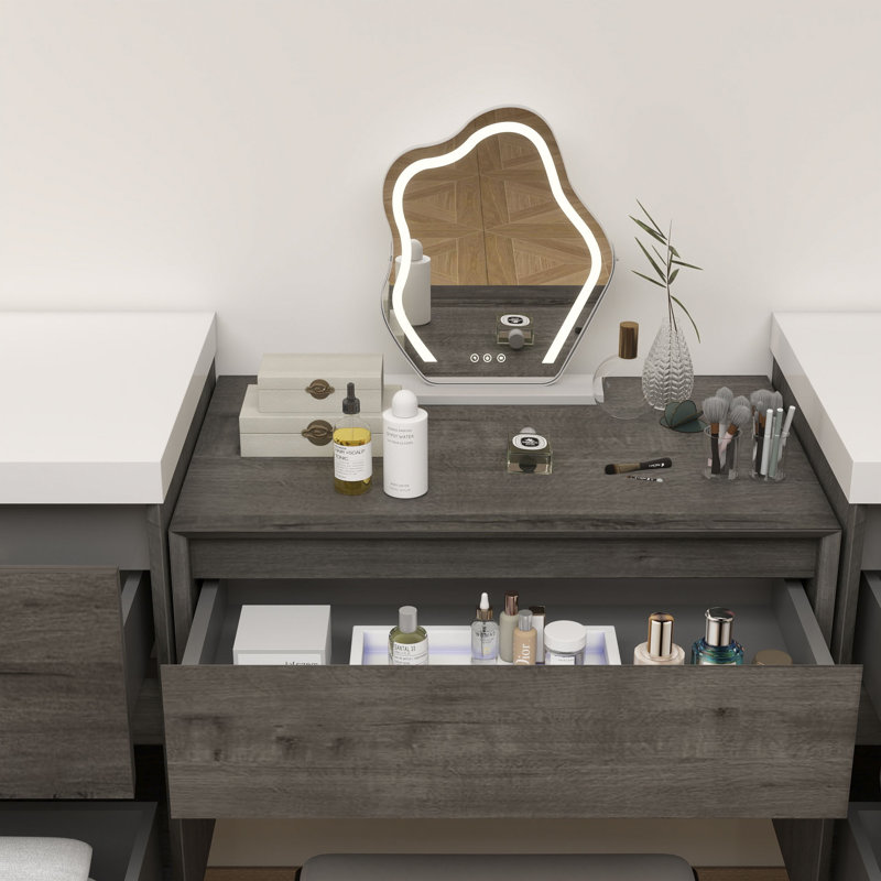 Aliki 150" Wall Mounted Vanity With Reinforced Acrylic Sink, Smoke Oak