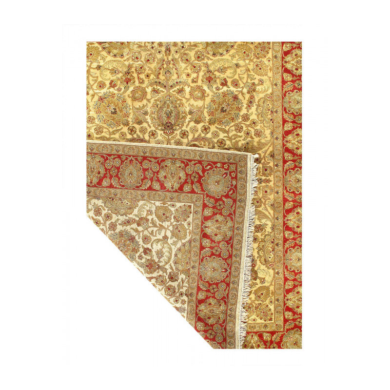 Tapis beige en laine d'agneau rectangulaire unique 8 pi x 9 pi 11 po Jainee