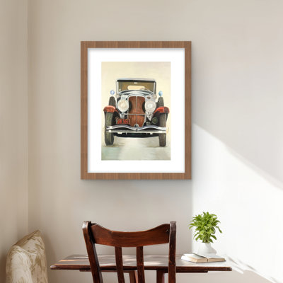 Vintage Luxury Car - Brown Transportation Framed Print Decor