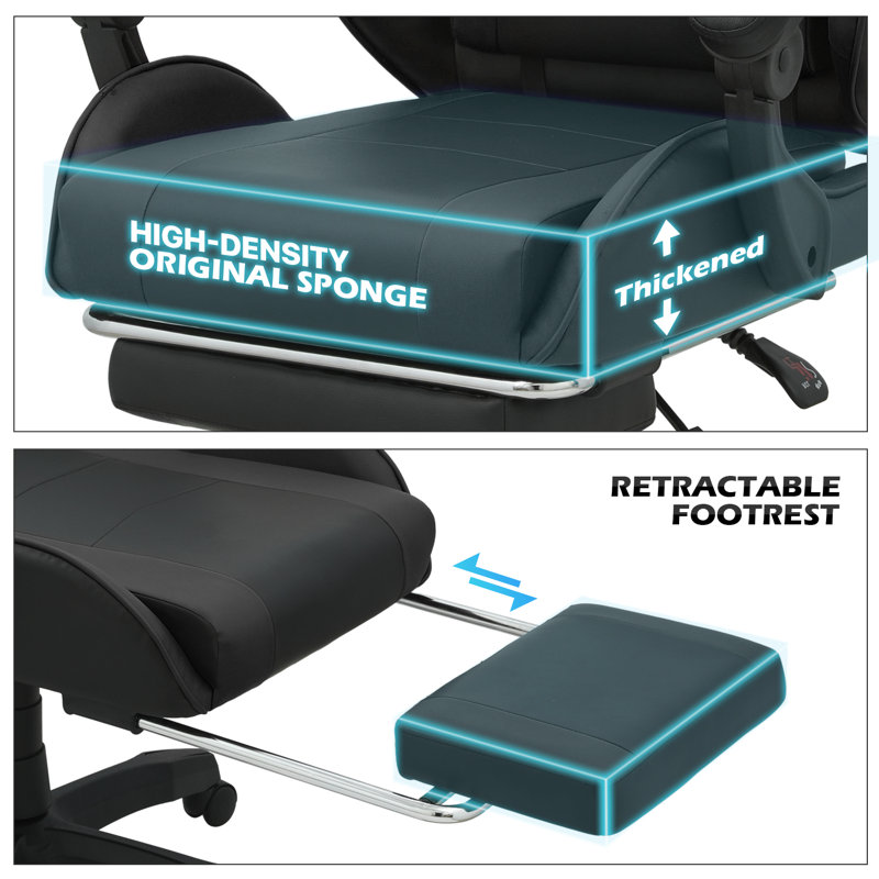 Gaming Desk and Computer Chair Set Home Office, Black