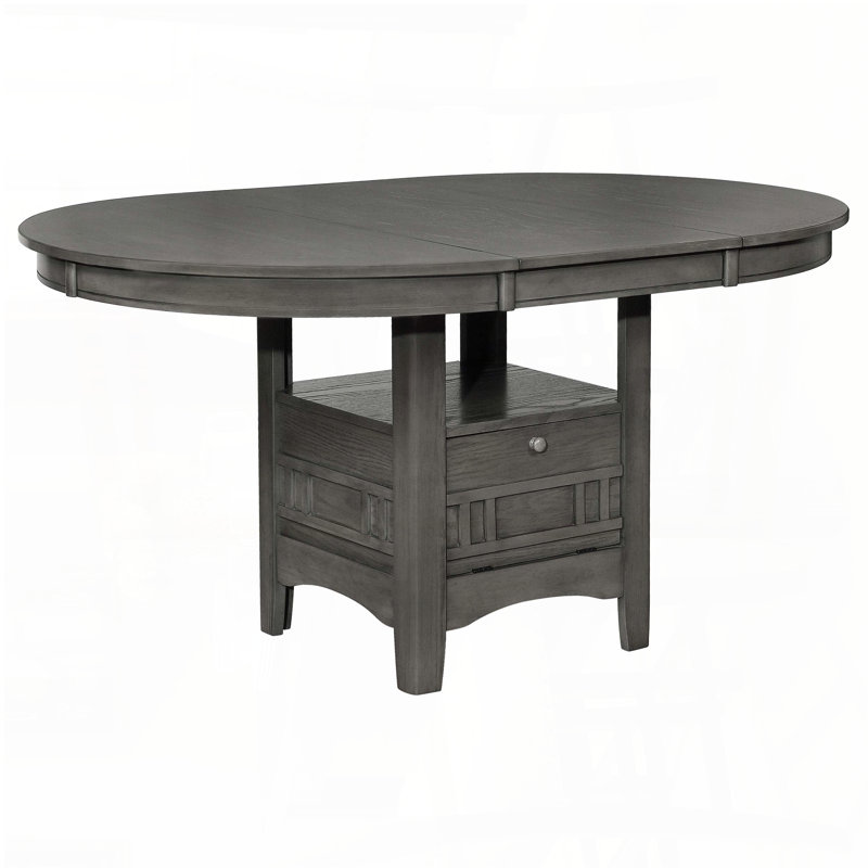 Medium Grey Oval Extension Leaf Dining Table