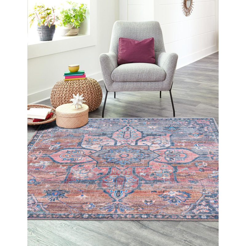 Gwin Chenille Oriental Indoor Rug, Square 7'3"