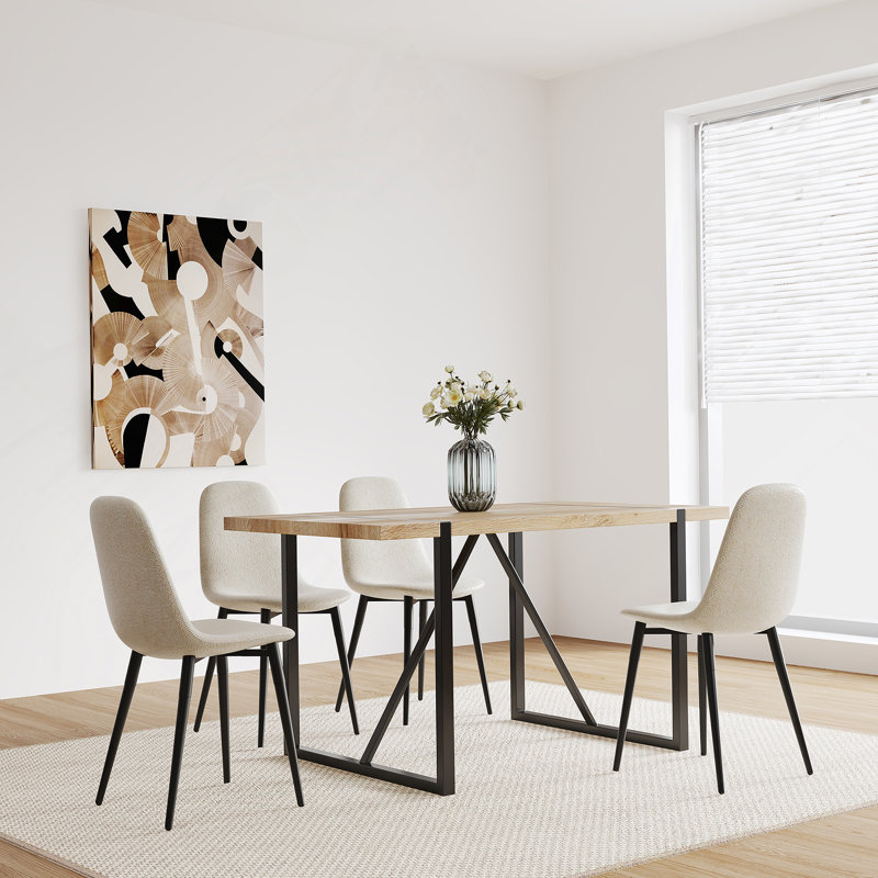 Ensemble de table de salle à manger 5 pièces, ensemble de table de cuisine en bois avec base en métal