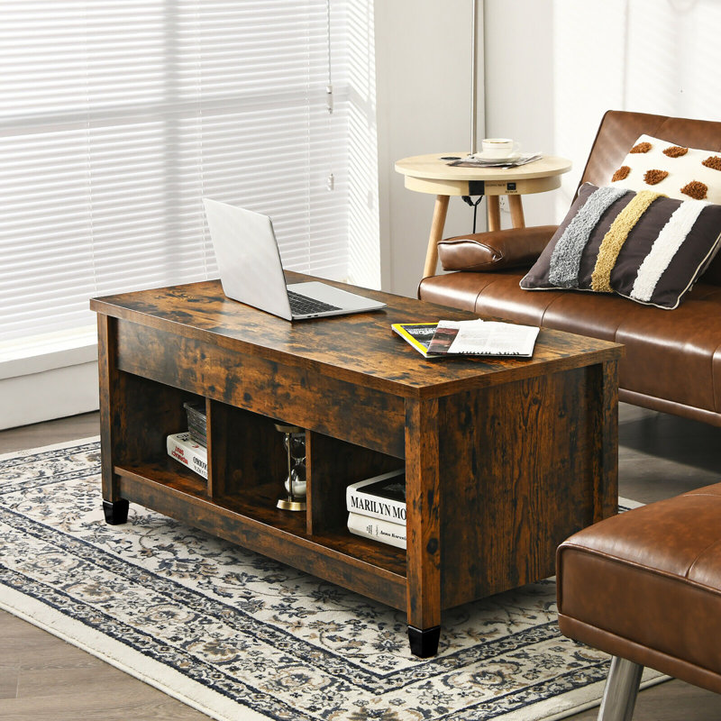 Lift Top Four Leg Coffee Table with Storage, Coffee, Coffee