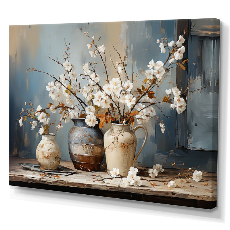 Pottery And Flowers Still Life I On Canvas Print, 24" H x 32" W, Wrapped Canvas, No Frame