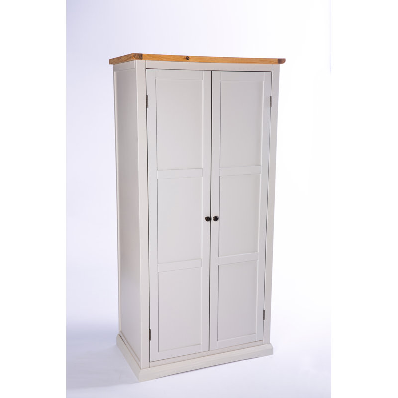 Otsego 2 Door Solid + Manufactured Wood Wardrobe, Grey/Waxed/Grey