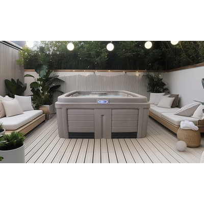 Origin 5-Person Lounger 30 Jet Plug and Play, 120V/240V Hot Tub, Real Stainless Heater, Ozone, Waterfall & Upgraded Lighting