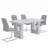 64.5" Modern Faux Marble Dining Table Set With Glass Decor-113354783-113354784