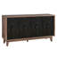 Buffet antique avec 4 portes à motif de losanges et 2 tablettes - Armoire de rangement en bois massif avec grand rangement au fini noir Mid-Century-1751058631