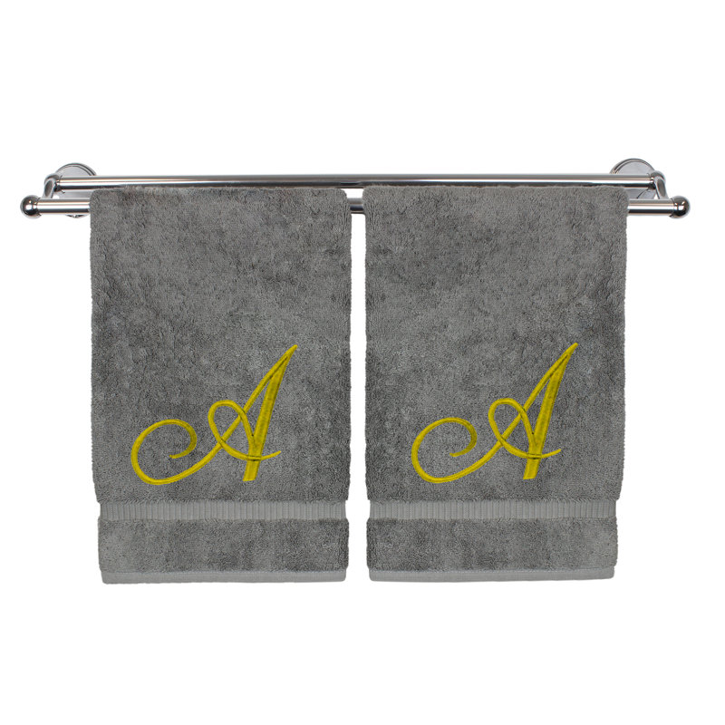 Super Plush Hand Towel, Gray/Gold, A