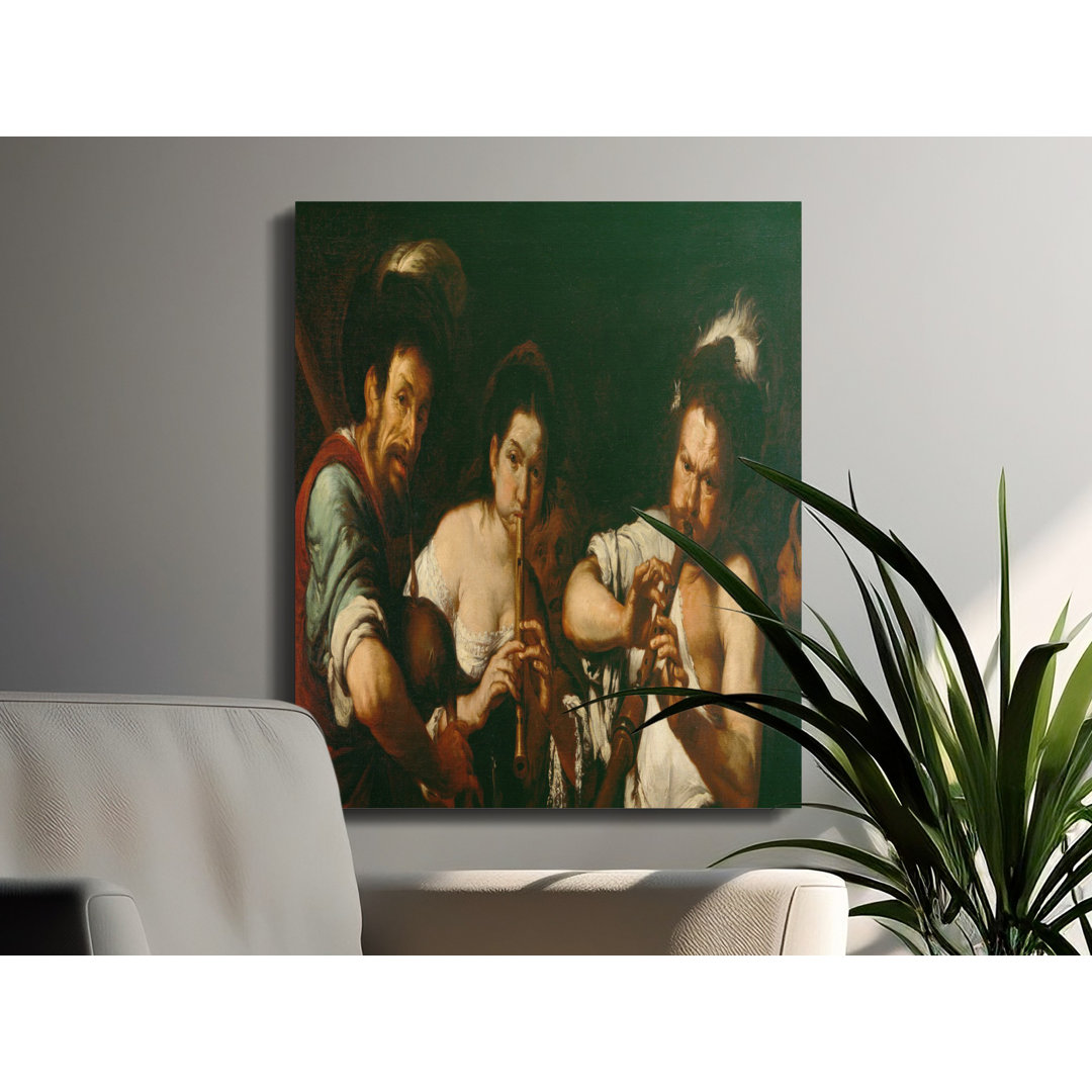 The Flute Players Canvas Wall Art, Baroque Style Print, Gallery Wrapped Matte Canvas, Ready to Hang, Archival Quality, Statement Piece