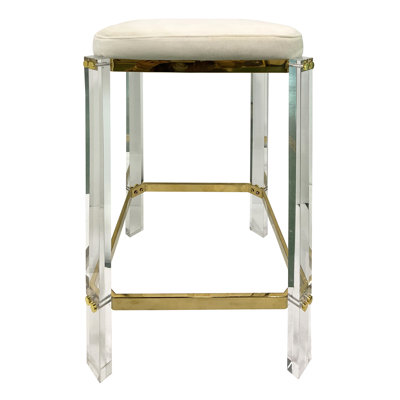 Tabouret de comptoir Oceanport - Base en acrylique transparent avec acier au fini laiton - Moyen
