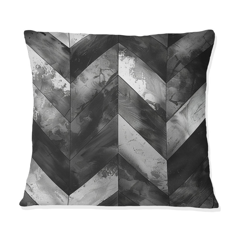 Coussin décoratif gris à chevrons gris anthracite I, H 16 po x l 16 po