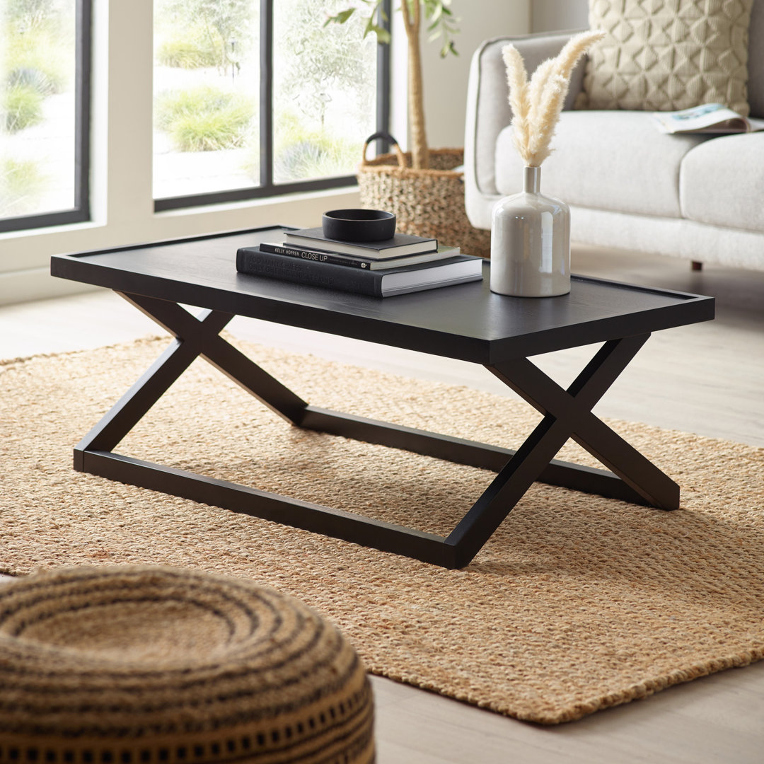 Solid Wood Cross Legs Coffee Table
