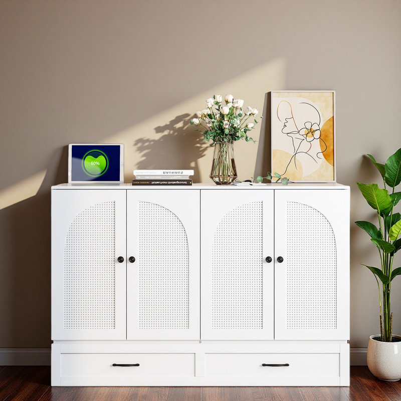 Lit escamotable avec grands tiroirs Murphy, Lit double, Blanc