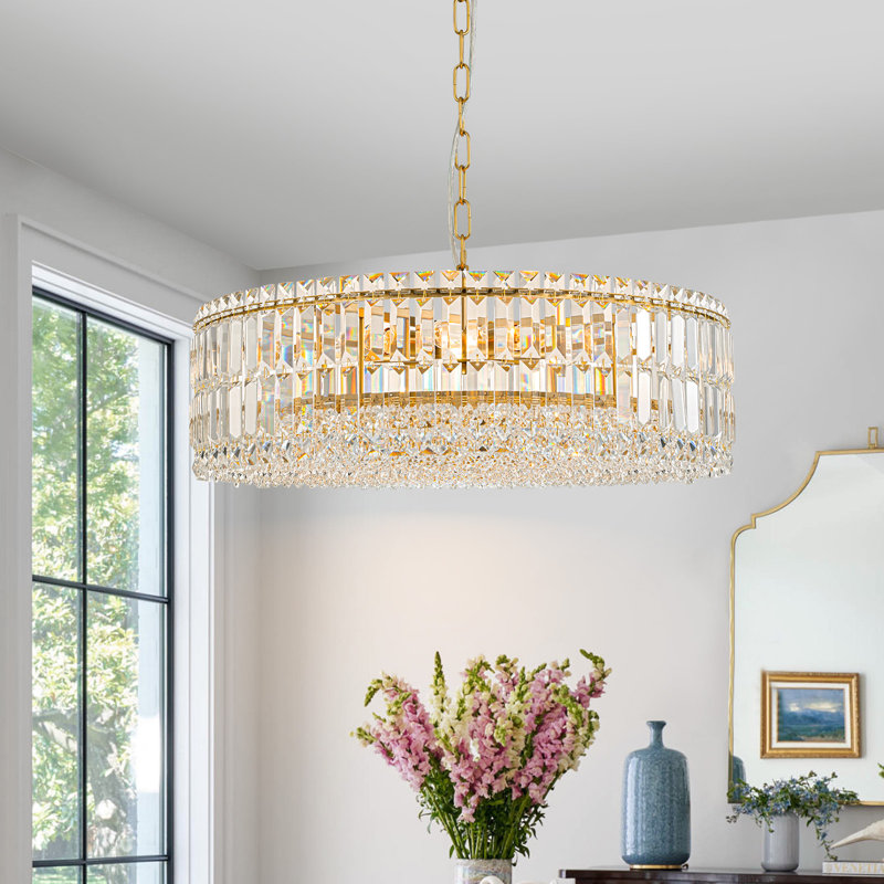 Lustre tambour à intensité variable Gormady, 8, Or, H 8,9 po x l 23,6 po x P 23,6 po