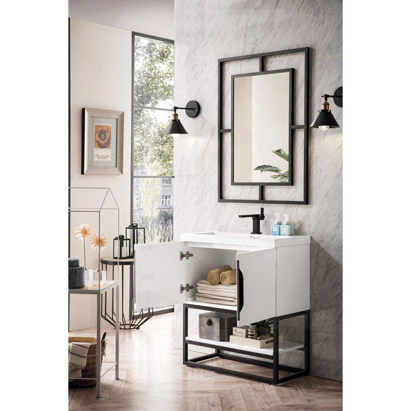 Columbia 31.5'' W Single Vanity, Matte Black, Glossy White