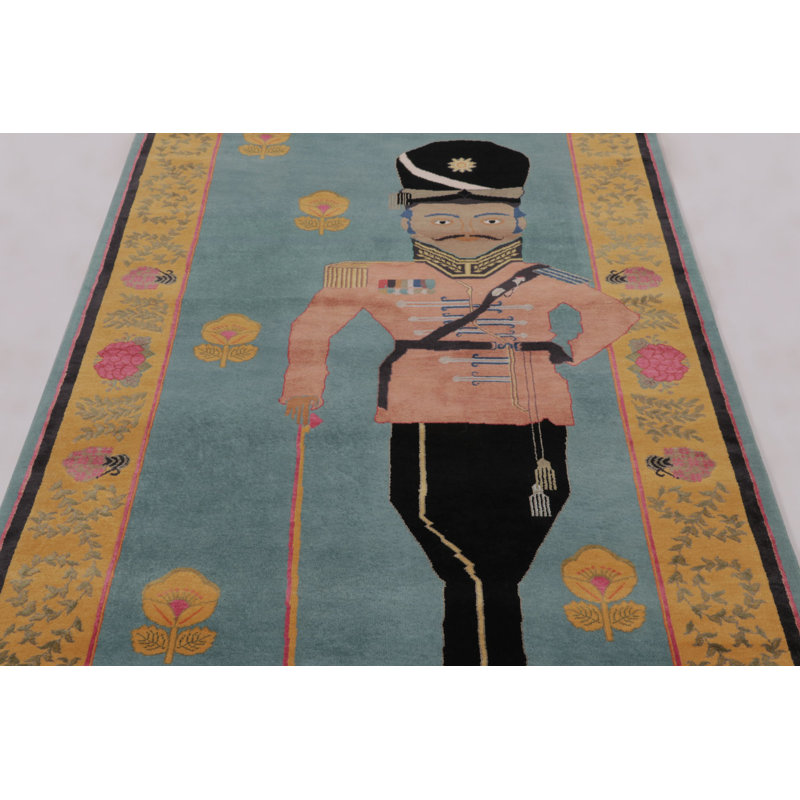 Rug & Kilim’S Modern Classics "Sipahi" Pictorial Runner Rug, Blue/Terracotta/Gold/Pink, Runner 4' x 9'