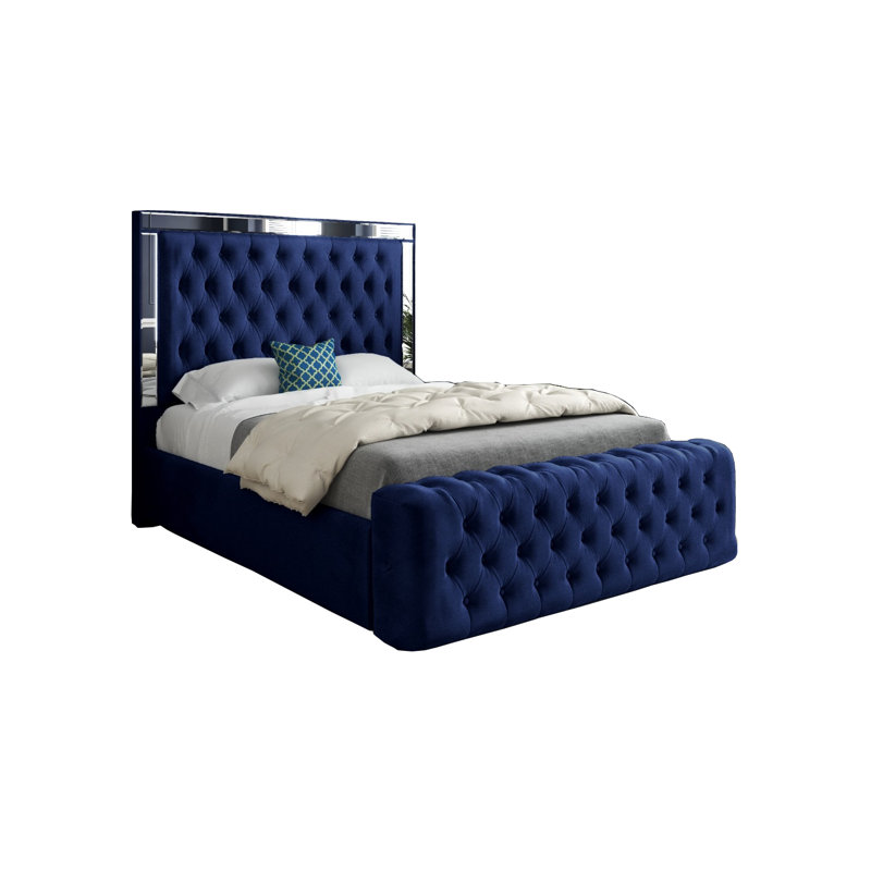 Aleck Upholstered Bed, Small Single (2'6), Blue