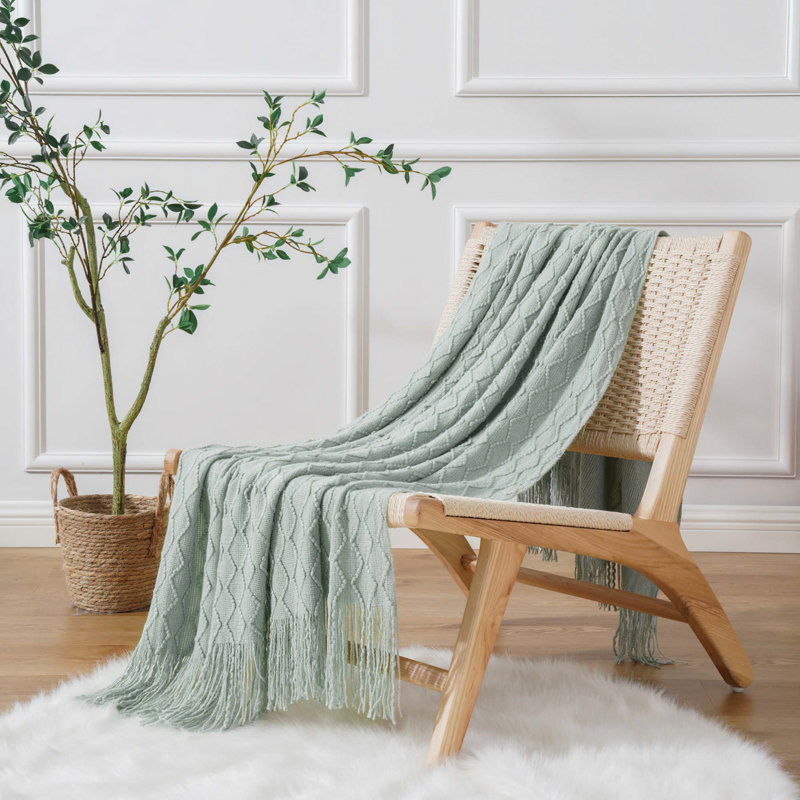  Jeté de canapé texturé et doux, 50 pi x 60 po Boho , Bleu