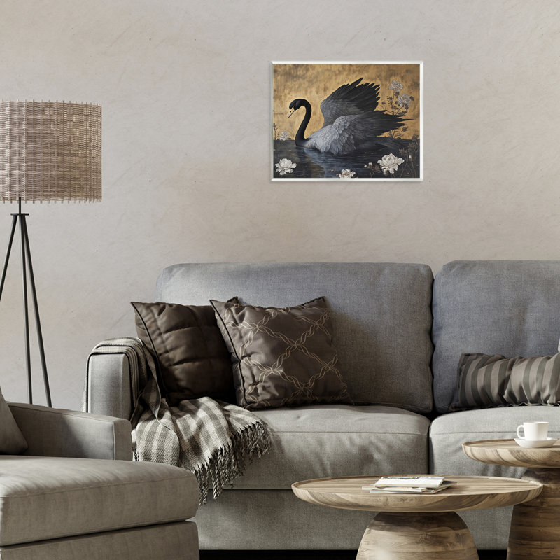 Plaque murale cygne foncé sur un lac, design par Jose Perez