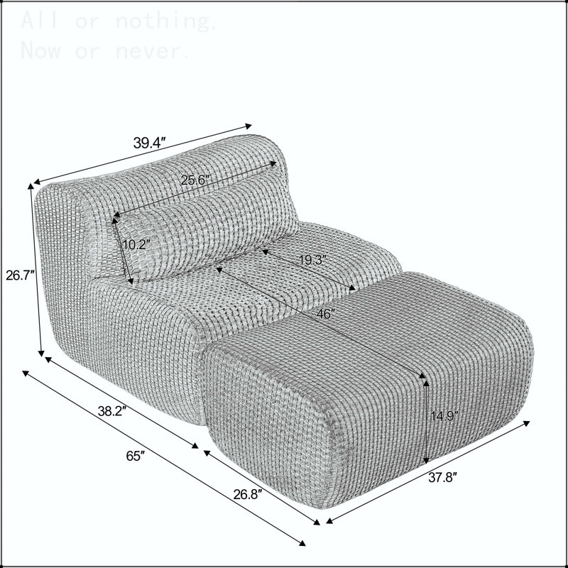 Canapé modulaire Cloud, aucun assemblage requis, 1 siège, Velours côtelé gris