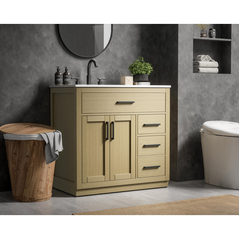 Ahner 36 inch Single Bathroom Vanity, Honey Brown
