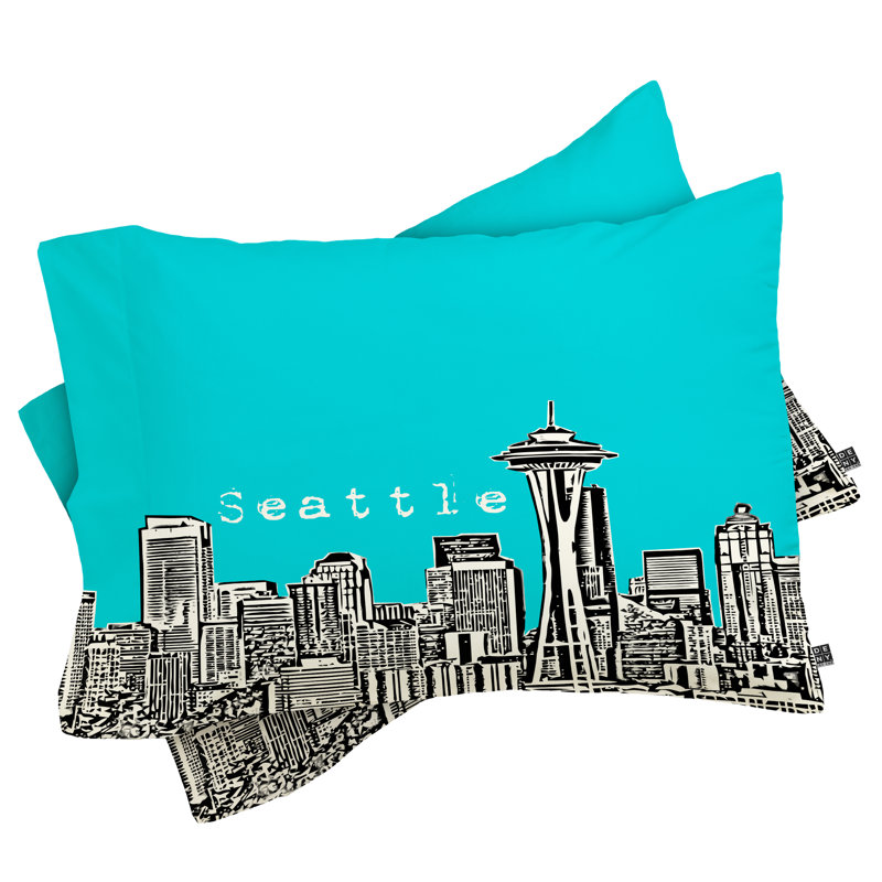 Taie d’oreiller seattle Bird Ave, Bleu sarcelle, Standard