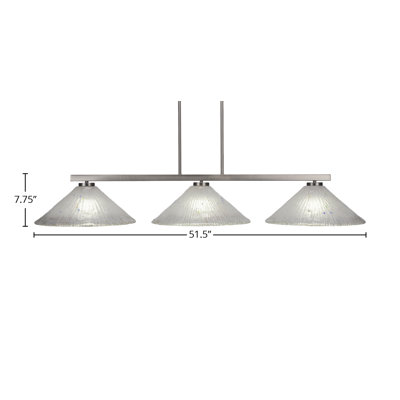 Klein 3 Light Bar Shown In Graphite Finish With 16" Frosted Crystal Glass