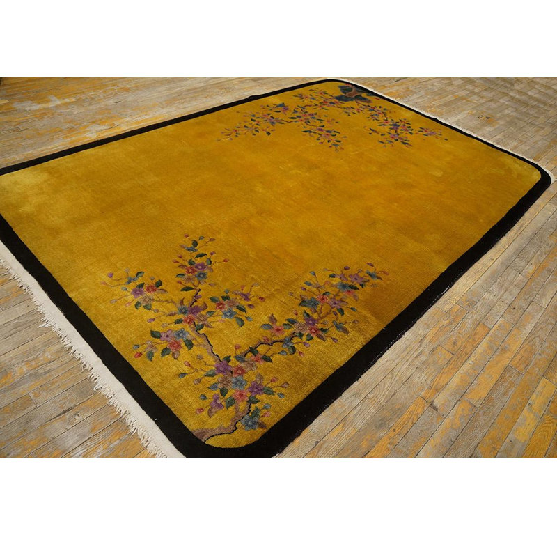 Tapis art déco chinois des années 1920 à aire ouverte par Nichols, atelier 5 pi 10 po x 8 pi 8 po