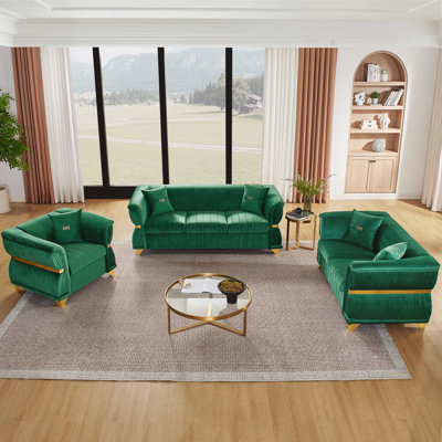 Ensemble de canapés modernes 3 pièces, canapé d'appoint rembourré, fauteuil moderne, causeuse et canapé 3 places, pour salon