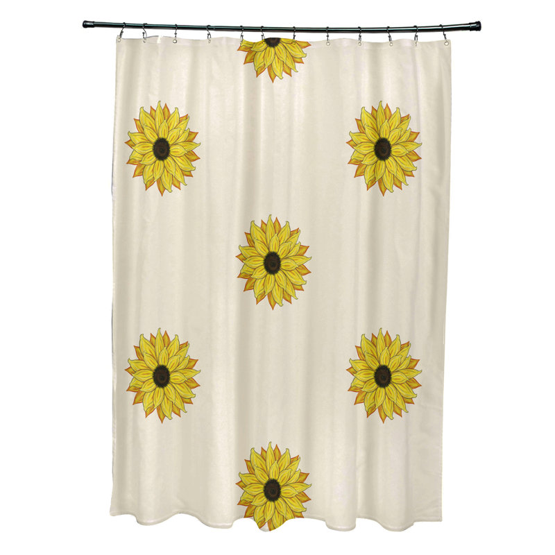 Rideau de douche simple Vieux Floral, Ivoire