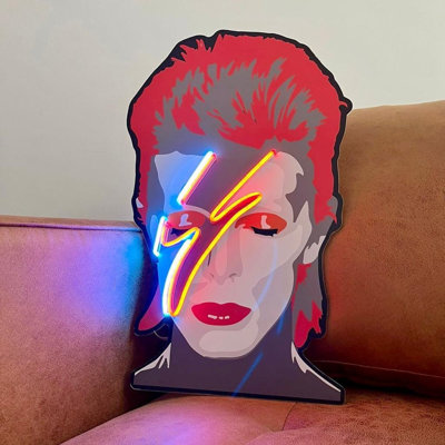 «David Bowie», art mural encadré au néon à DEL