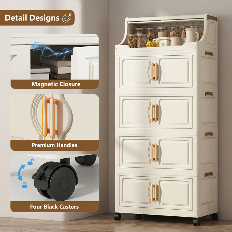 Lot de 3 grands bacs de rangement pliables avec couvercles, boîte de rangement empilable de 168 L avec portes et roulettes, organisateur de placard de cuisine verrouillable, tiroirs en plastique pour chambre, dortoir ou garage