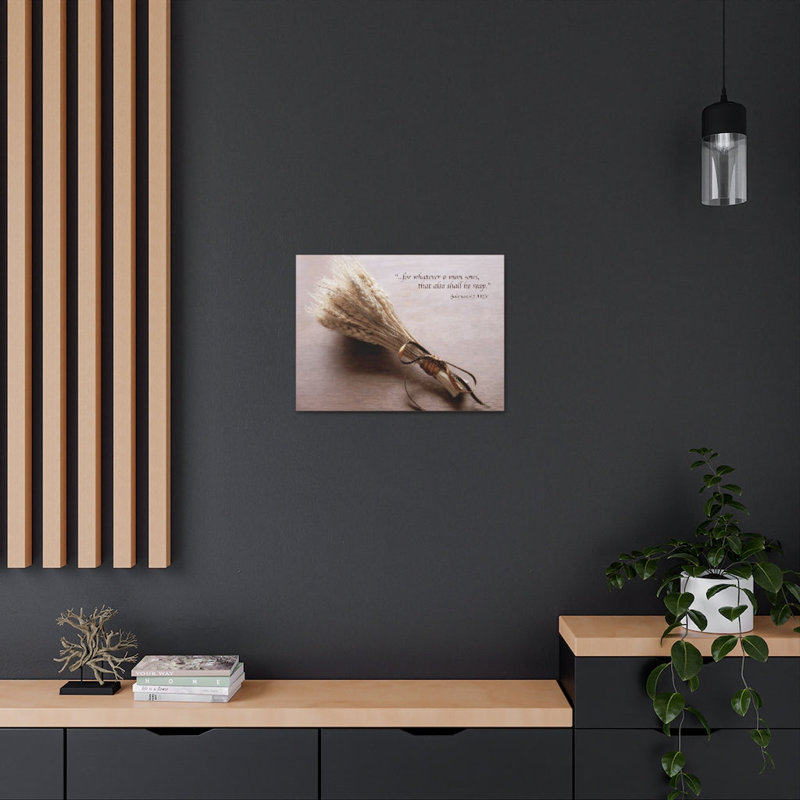 «Shall He Reap Galatians 6: 7 Bible», art textuel sur toile tendue, H 11 po x l 14 po x P 1,25 po