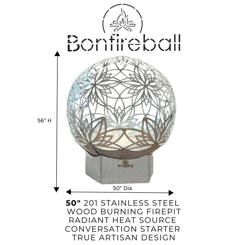 Gawlas Sphere Smokeless Fire Pit, 56" H x 50" W x 50'' D