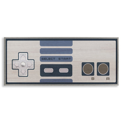 Vintage Video Game Entertainment System Classic Controller Blue Oversized Stretched Canvas Wall Art By Daphne Polselli