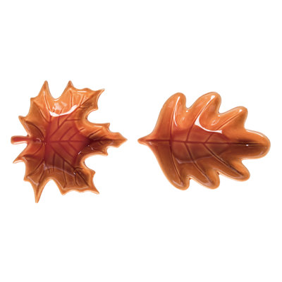 Ensemble de 2 assiettes en céramique en forme de feuille d'automne